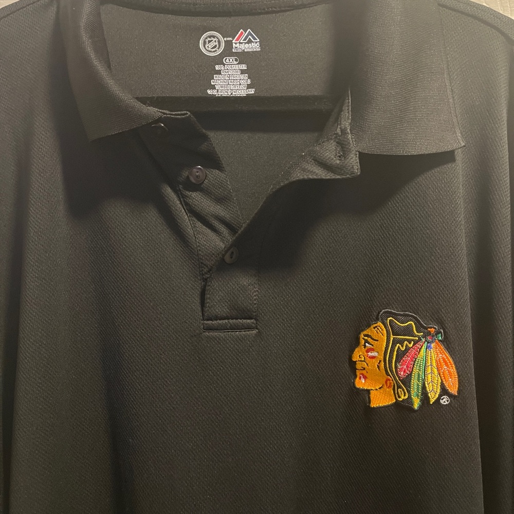 Chicago Blackhawks Antigua Big & Tall 4XL Tribute Polo - Black - Picture 5 of 8